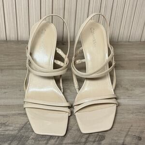 Calvin Klein Women’s Tan Patent Strappy Stiletto Sandals Size 10M